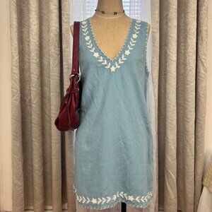 Urban Outfitters Women's Blue and White Dress